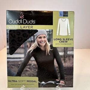 CUDDL DUDS L/S CREW NECK Warm Layers Soft Comfort SOFT WEAR STRETCH L Leopard